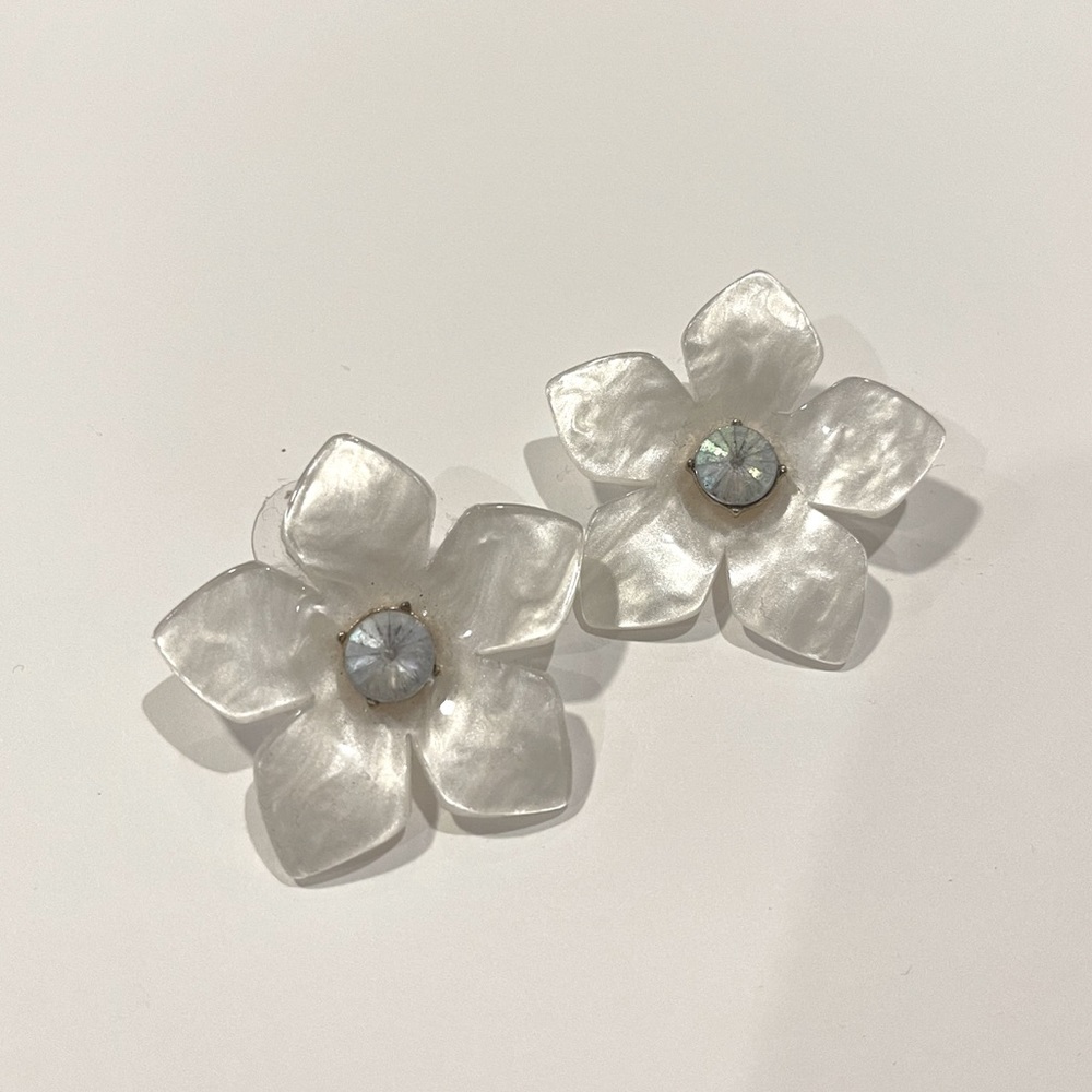 Sugarfix Pearl-Colored Flower Earrings